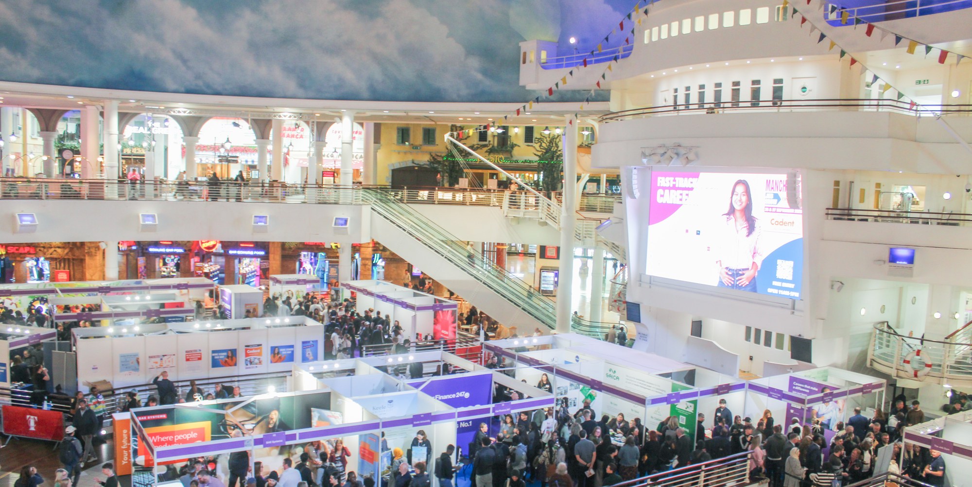 A busy Manchester Job Show floor at The Trafford Centre, Manchester