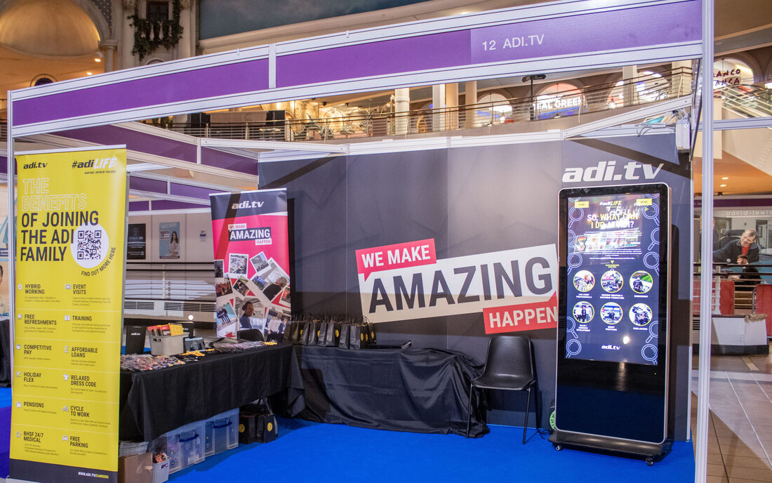 Exhibitor stand at the Manchester Job Show